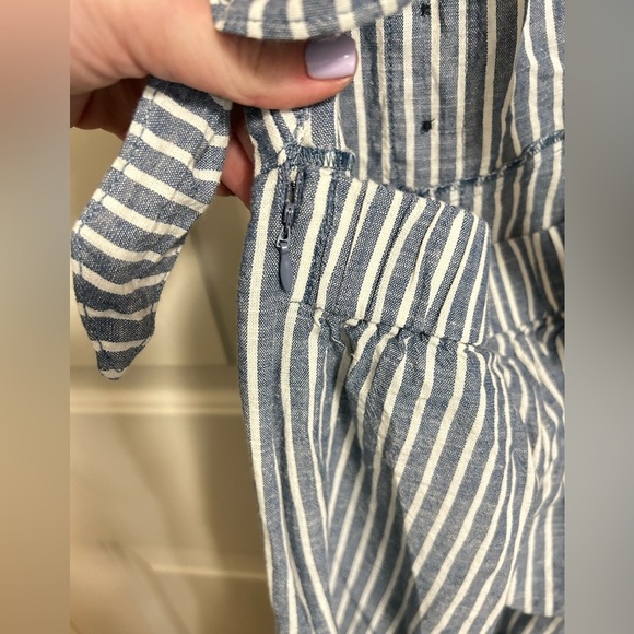 Rachel Rachel Roy Womens Wide-Leg Striped Jumpsuit Navy Linen Blend 0 - Picture 8 of 9